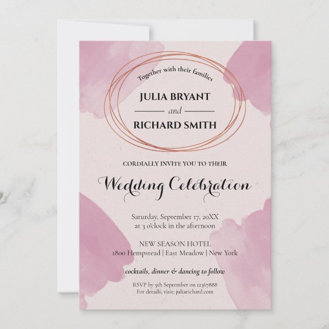 Invitation Aquarelle Abstraite | Mariage circulaire géométriq (Devant)