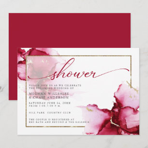 Invitation Aquarelle Abstraite Pure Crimson Rouge Rose