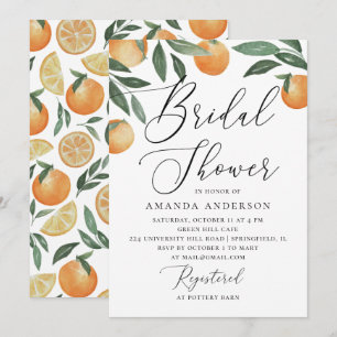Invitation Aquarelle agrumes jardin script douche nuptiale
