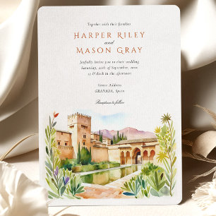 Invitation Aquarelle Alhambra Espagne Destination Mariage