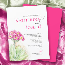 Invitation Aquarelle alpine rose mariage vertical rose