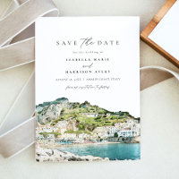 Aquarelle Amalfi Coast Italie Enregistrer la date 