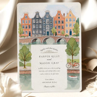 Aquarelle Amsterdam Canal Maisons & Tulips Mariage