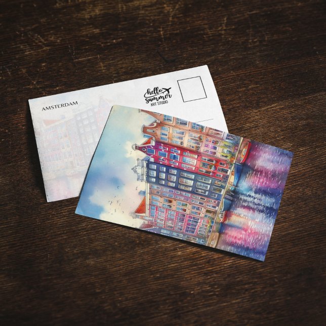 Invitation Aquarelle Amsterdam Pays-Bas (Créateur téléchargé)