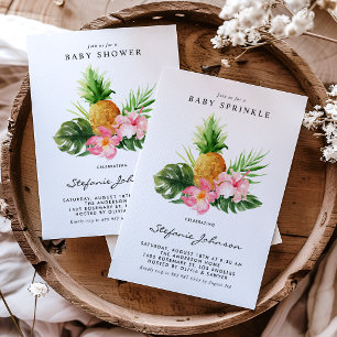Invitation Aquarelle Ananas Tropical Baby Sprinkle