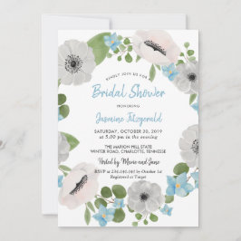 Invitation Aquarelle Anémones Florale Wreath | FÊTE DES MARIÉ