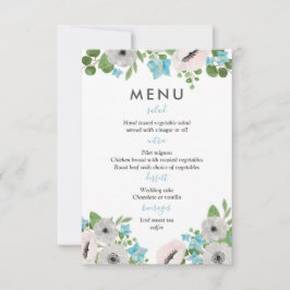 Invitation Aquarelle Anémones Florales | Menu Mariage