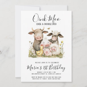 Invitation Aquarelle Animaux de ferme Anniversaire