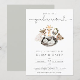 Invitation Aquarelle Animaux Faux Moderne Or Genre Revela