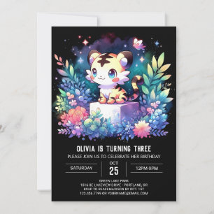 Invitation Aquarelle Anniversaire du petit tigre
