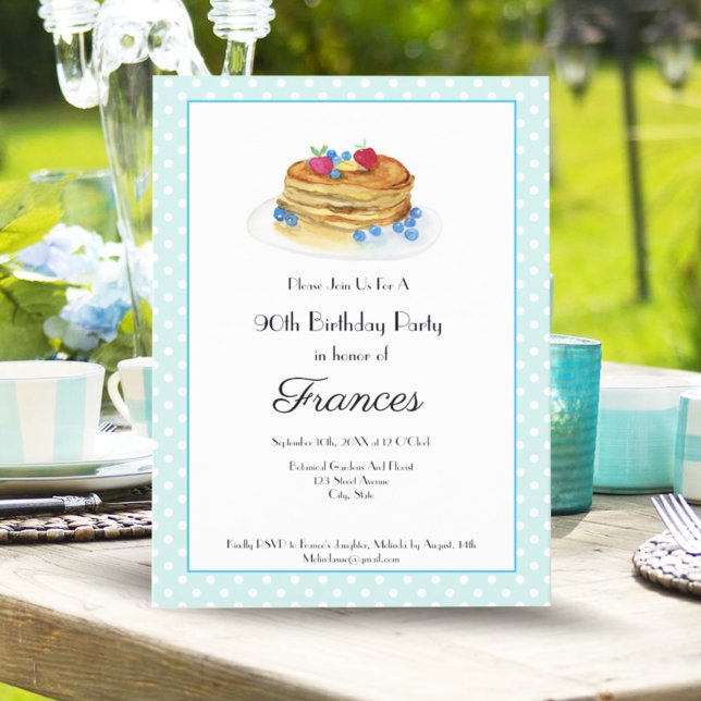 Invitation Aquarelle Anniversaire Pancake Brunch Party (Personalize with a Click: Easily Customize Your Invitations and Make Them Truly Yours!)