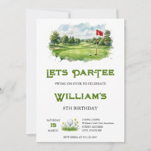 Invitation Aquarelle Anniversaire Parcours de Golf Par-Tee