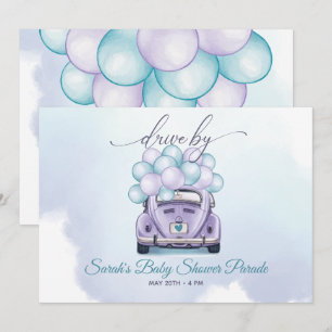 Invitation Aquarelle Aqua Lilac Conduite surprise Par Baby sh
