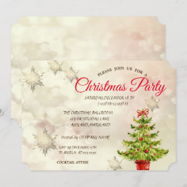 Invitation Aquarelle Arbre de Noël, Bokeh Corporate Party