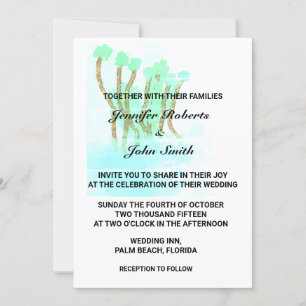 Invitation Aquarelle Arbres Abstraits Turquoise Bleu Artsy Ma