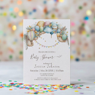 Invitation Aquarelle arc-en-ciel Air Baby shower Invitat