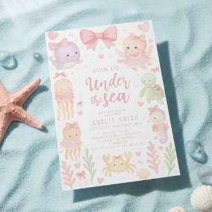 Invitation aquarelle arc sous la mer baby shower