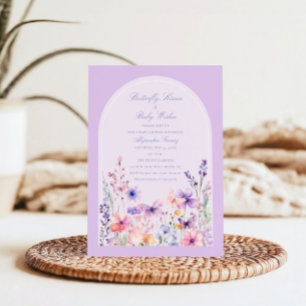 Invitation Aquarelle Arch Baby shower papillon floral