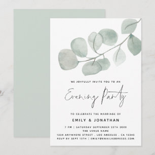Invitation Aquarelle Artsy Eucalyptus Mariage Soirée