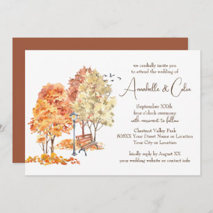 Invitation Aquarelle Automne dans le Mariage du parc