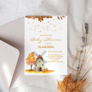 Invitation Aquarelle Automne Ferme Baby shower neutre genre