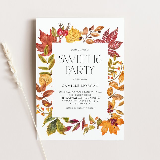 Invitation Aquarelle Automne Feuilles Cadre Automne Douce Aut (Créateur téléchargé)