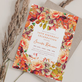 Invitation Aquarelle Automne Floral Automne 50e fête d'annive