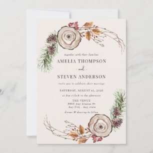 Invitation Aquarelle Automne   Mariage Woodland