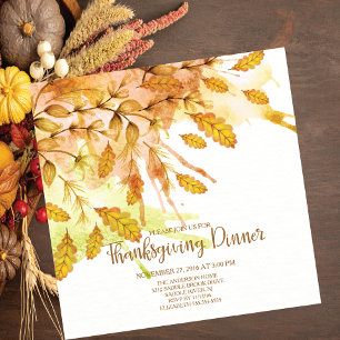 Invitation Aquarelle Automne Partir Thanksgiving Dîner