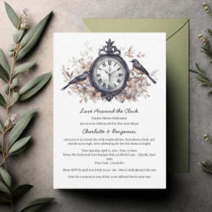 Invitation Aquarelle autour de l'horloge Couples Douche