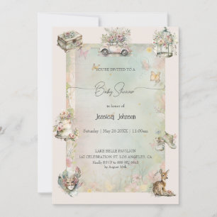 Invitation Aquarelle Baby shower Chic Shabby
