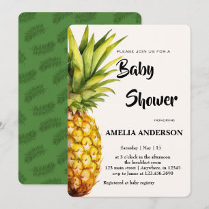 Invitation Aquarelle Baby shower d'ananas tropical