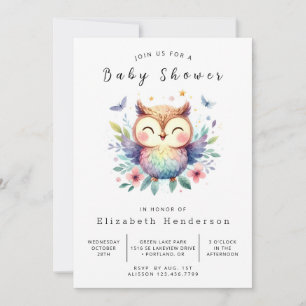 Invitation Aquarelle Baby shower de chouette imprimable