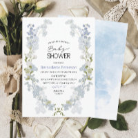 Aquarelle baby shower de fleurs bleu Delphinium