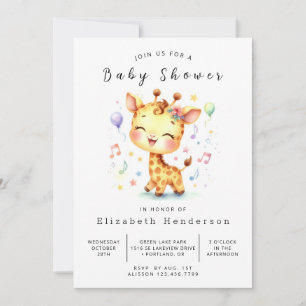 Invitation Aquarelle Baby shower de girafe imprimable