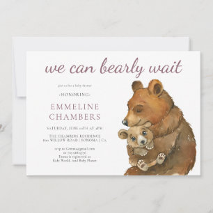 Invitation Aquarelle Baby shower des ours de bois