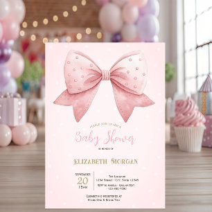 Invitation Aquarelle Baby shower des points de la cale rose