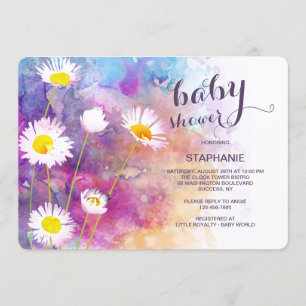 Invitation Aquarelle Baby shower Fleurs du Jardin