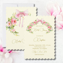 Aquarelle Baby shower floral citron-bow