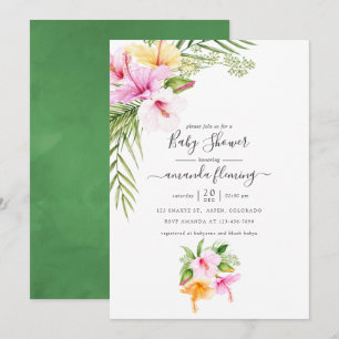 Invitation Aquarelle Baby shower floral tropical