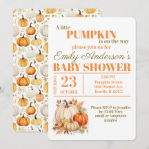Aquarelle Baby shower orange petit Citrouille