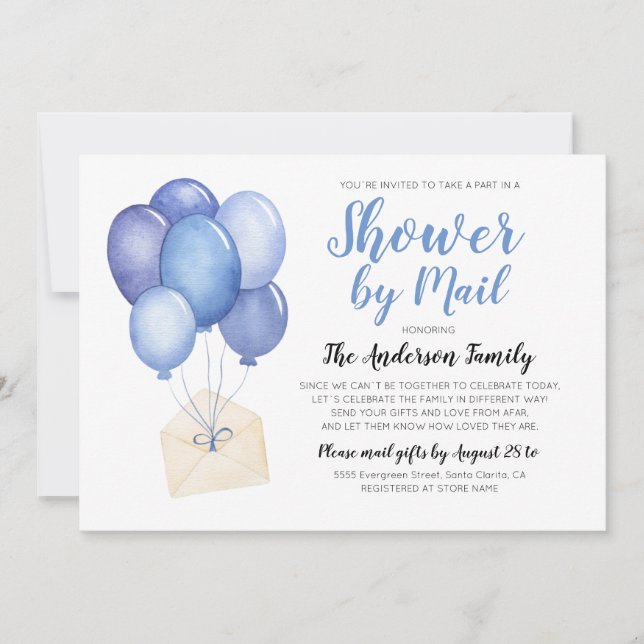 Invitation Aquarelle Baby shower par distance de courrier (Devant)