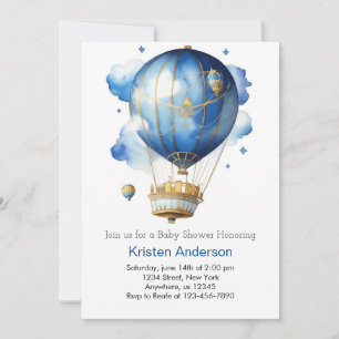 Invitation Aquarelle Baby shower pour bébé à air chaud