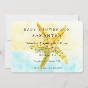 Invitation Aquarelle baby shower Starfish