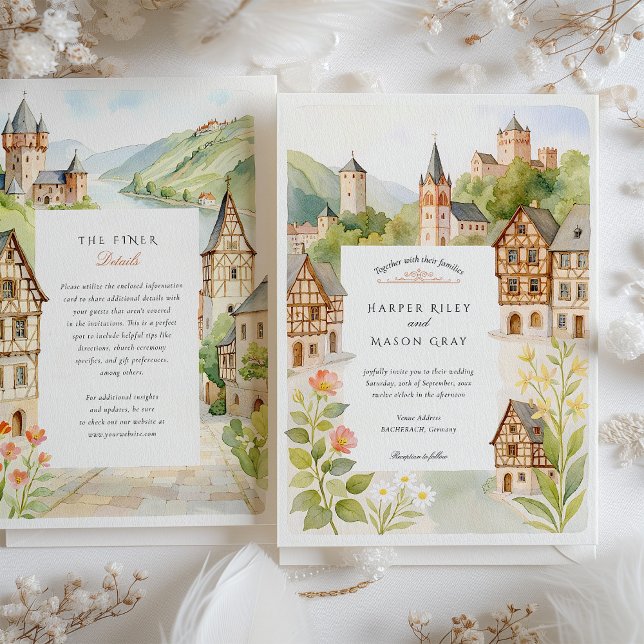 Invitation Aquarelle BACHERACH Allemagne Mariage (Créateur téléchargé)