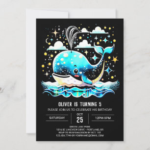 Invitation Aquarelle Baleine Océan Anniversaire