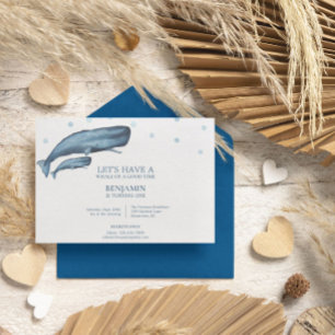 Invitation Aquarelle Baleines Océan Enfant Anniversaire