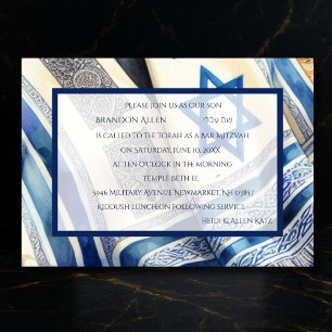 Invitation Aquarelle Bar Mitzvah Tallit