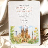 Aquarelle Barcelone Espagne Mariage