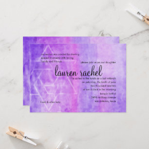 Invitation Aquarelle bat mitzvah Streak Violet Star de David